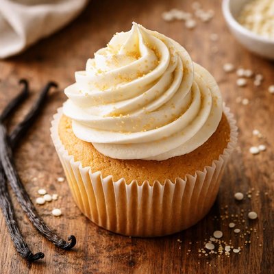Vanilla cupcake with icing
