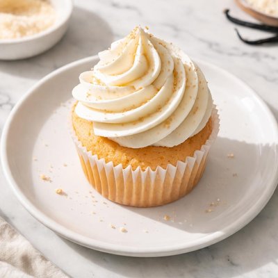 Vanilla cupcake with vanilla frosting