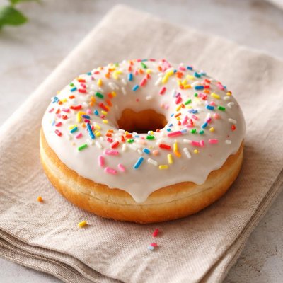 Vanilla frosted sprinkle donut