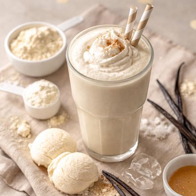Vanilla ice cream whey protein smoothie