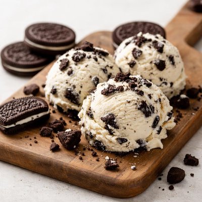 Vanilla ice cream with oreos