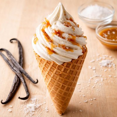 Vanilla mix sea salt ice cream cone