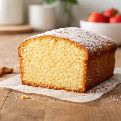 Vanilla pound cake slice homemade