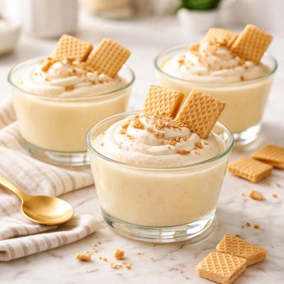 Vanilla pudding with wafers