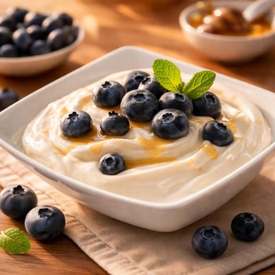 Vanilla yogurt with blueberries
