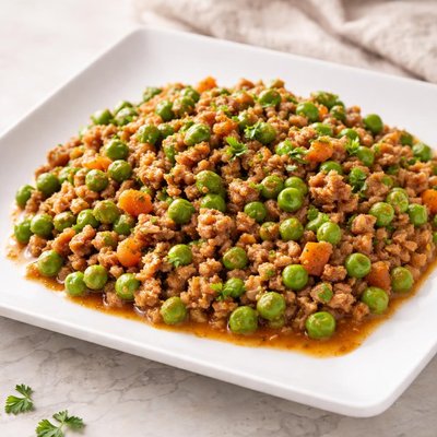 Veal mince with peas