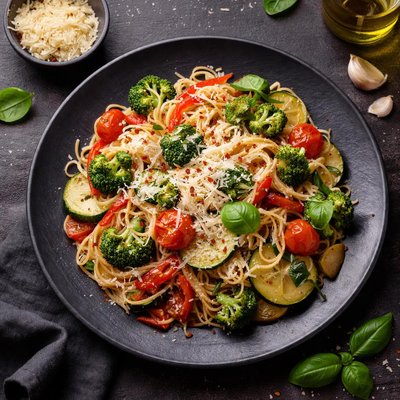 Veg pasta with parmasan