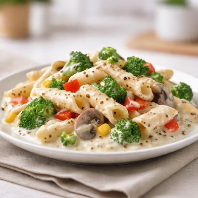 Veg white sauce pasta