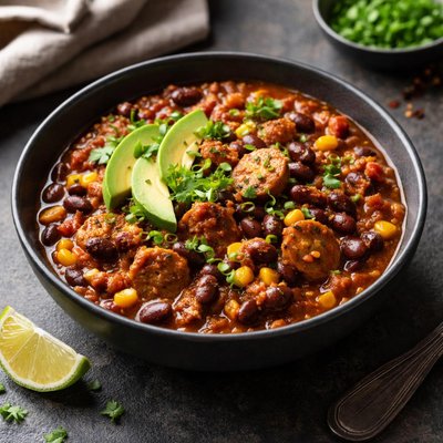 Vegan bean and sausage chili