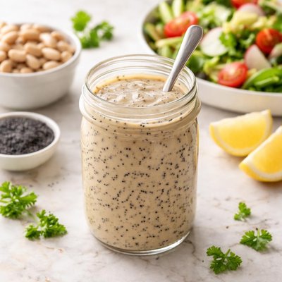 Vegan bean poppyseed dressing