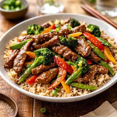 Vegan beef stir fry