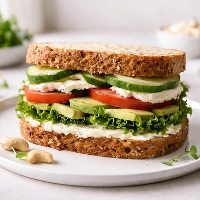 Vegan cashew cheese sandwich
