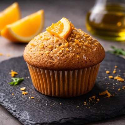 Vegan orange olive oil muffin