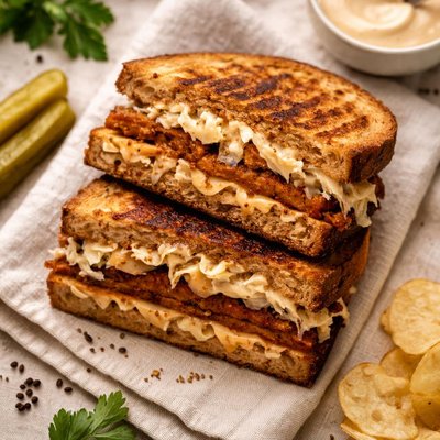 Vegan reuben sandwich