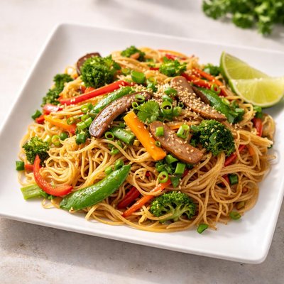 Vegan singaporean noodle