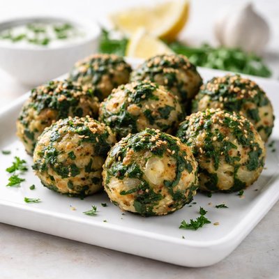 Vegan spinach and potato balls