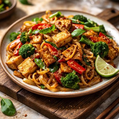 Vegan tofu pad kee mao drunken noodles