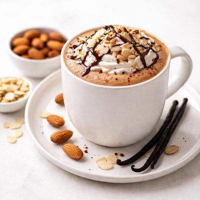 Vegan vanilla almond hot chocolate