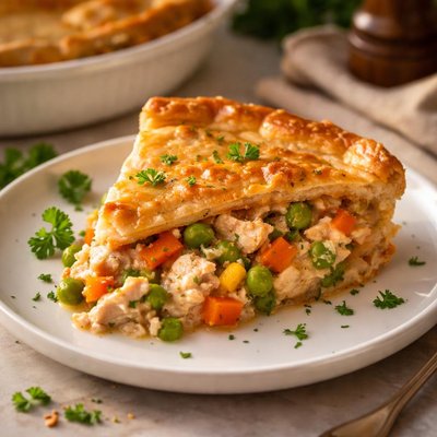 Vegetable and chicken pie