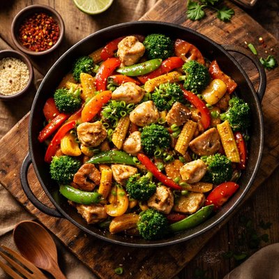 Vegetable and chicken stir fry