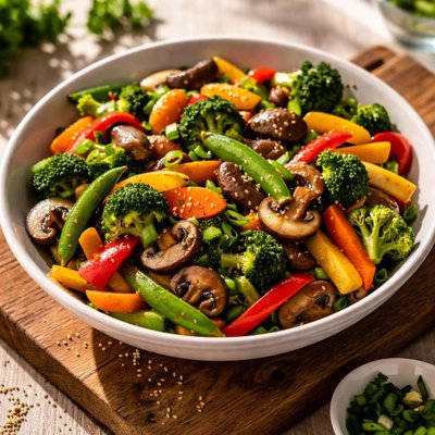 Vegetable and mushroom stir-fry