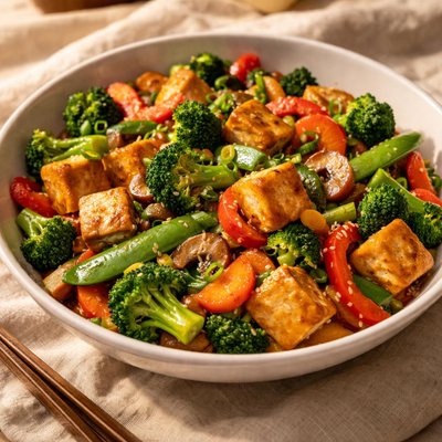 Vegetable and tofu stir-fry