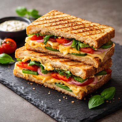 Vegetable cheese grill sandwich