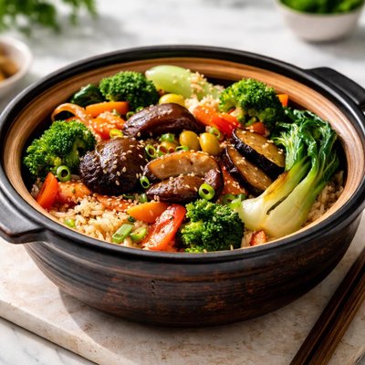 Vegetable claypot rice