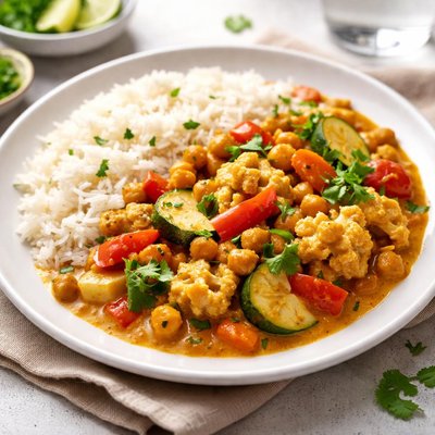 Vegetable curry with rice