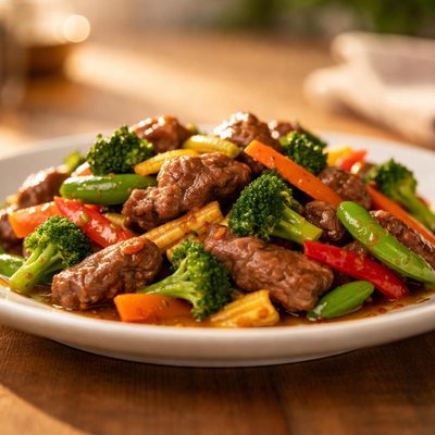 Vegetable meat stir fry