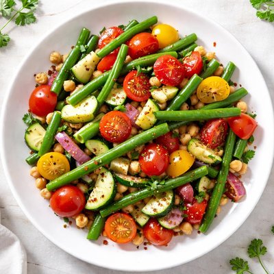Vegetable medley with green beans and tomatoes