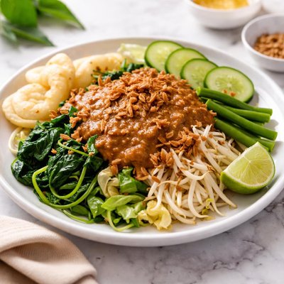 Vegetable pecel with peanut sauce