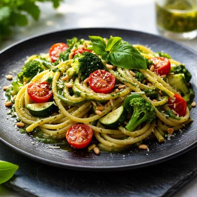 Vegetable pesto pasta