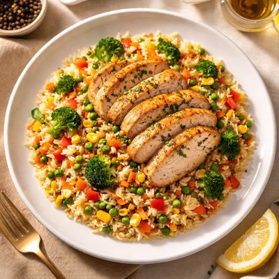 Vegetable rice and chicken