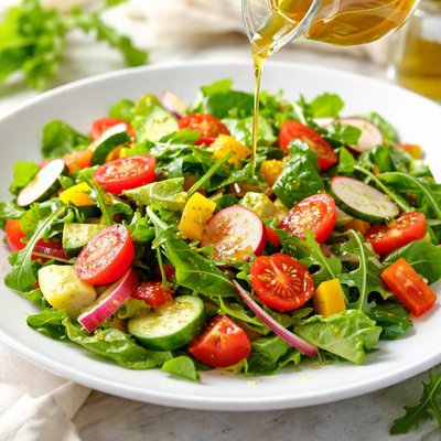 Vegetable salad with dressing