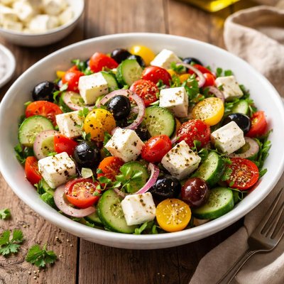 Vegetable salad with feta