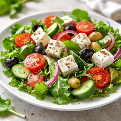 Vegetable salad with feta cheese