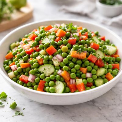 Vegetable salad with peas and carrots