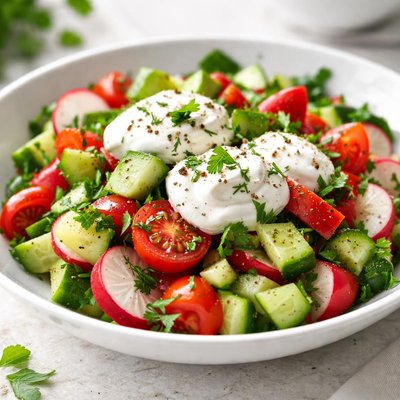 Vegetable salad with sour cream