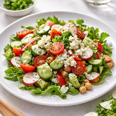 Vegetable salad with yogurt dressing