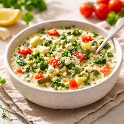 Vegetable sojasahne feta sauce