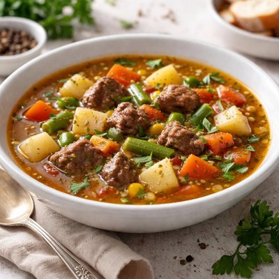 Vegetable soup with beef