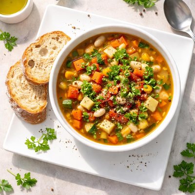 Vegetable soup with bread