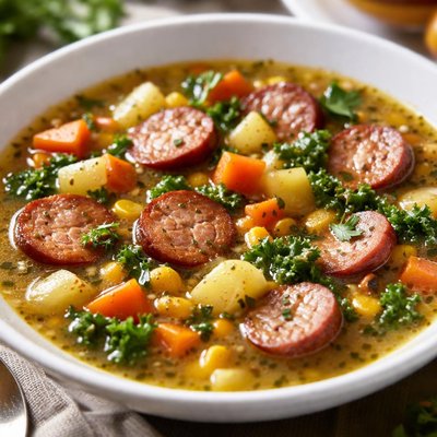 Vegetable soup with sausage