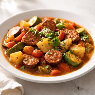 Vegetable stew with sausage