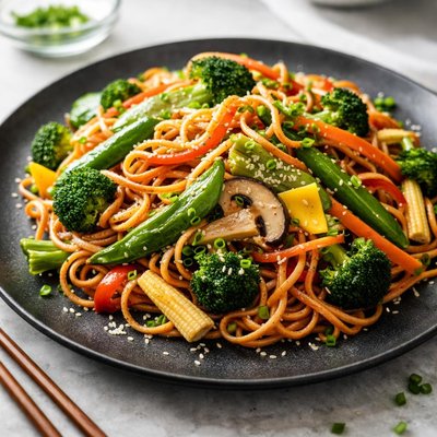 Vegetable stir-fry with noodles