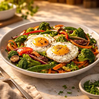 Vegetable stir fry eggs