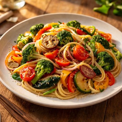 Vegetable stir fry pasta