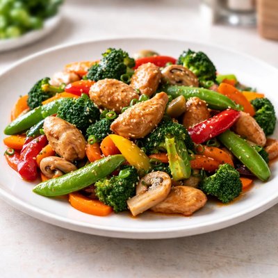 Vegetable stir fry with chicken