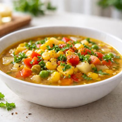 Vegetables and corn soup